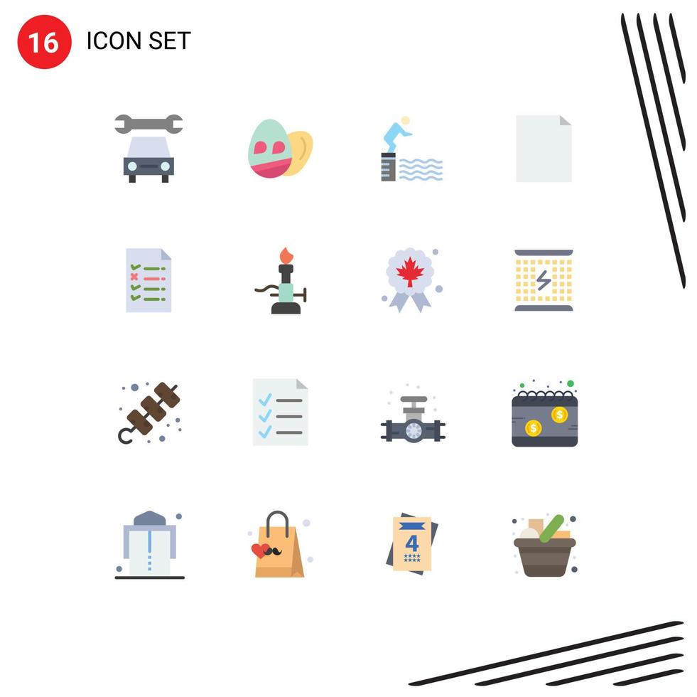 16 Universal Flat Color Signs Symbols of fire file platform document file Editable Pack of Creative Vector Design Elements