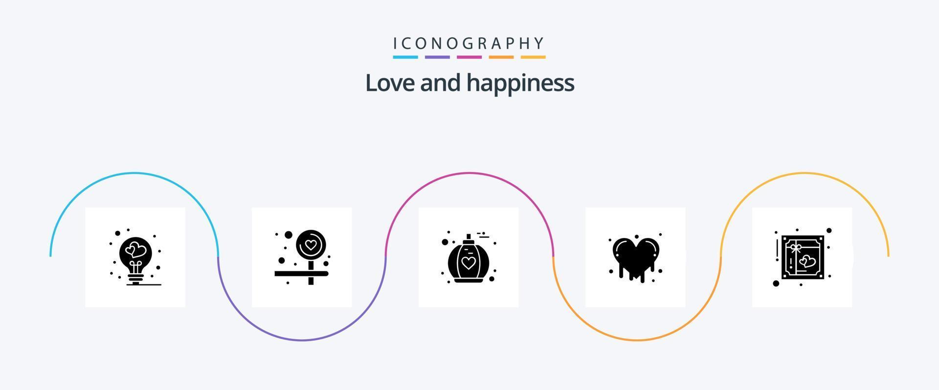 Love Glyph 5 Icon Pack Including romantic. love. love. invite. emotions vector