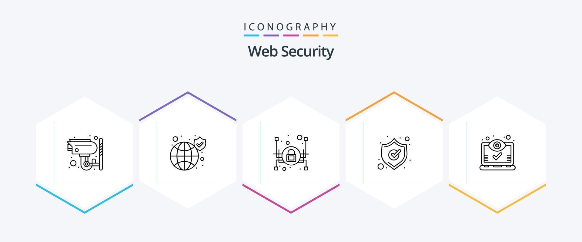 Web Security 25 Line icon pack including screen. computer. security. shield. protection vector