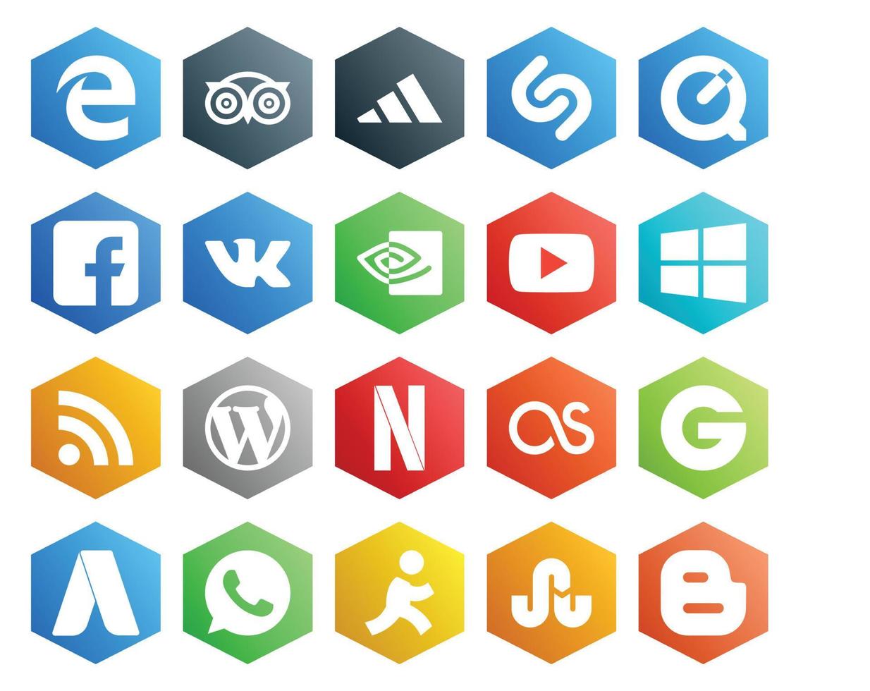 20 Social Media Icon Pack Including groupon netflix nvidia cms rss vector