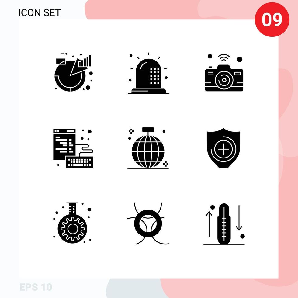 Modern Set of 9 Solid Glyphs and symbols such as development browser form wifi internet Editable Vector Design Elements