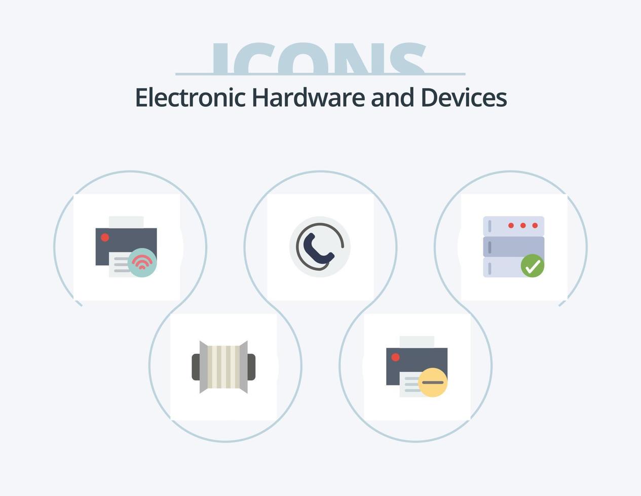 Devices Flat Icon Pack 5 Icon Design. . . printer. server. backup vector