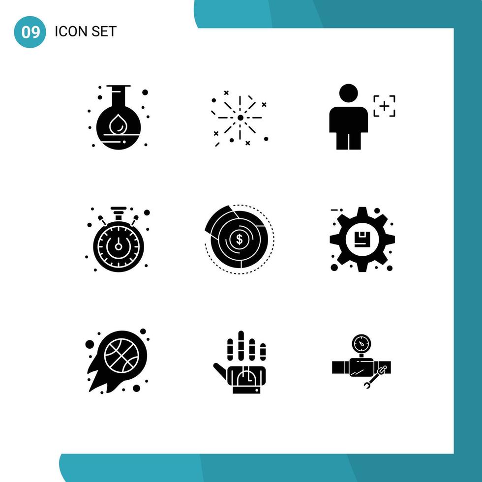 paquete de iconos de vector de stock de 9 signos y símbolos de línea para elementos de diseño de vector editables de cronómetro de cuerpo de equilibrio de diagrama