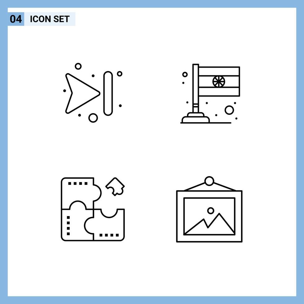 Set of 4 Modern UI Icons Symbols Signs for arrows jigsaw country app photo Editable Vector Design Elements