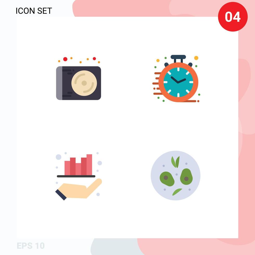 Universal Icon Symbols Group of 4 Modern Flat Icons of device management technology clock hand Editable Vector Design Elements