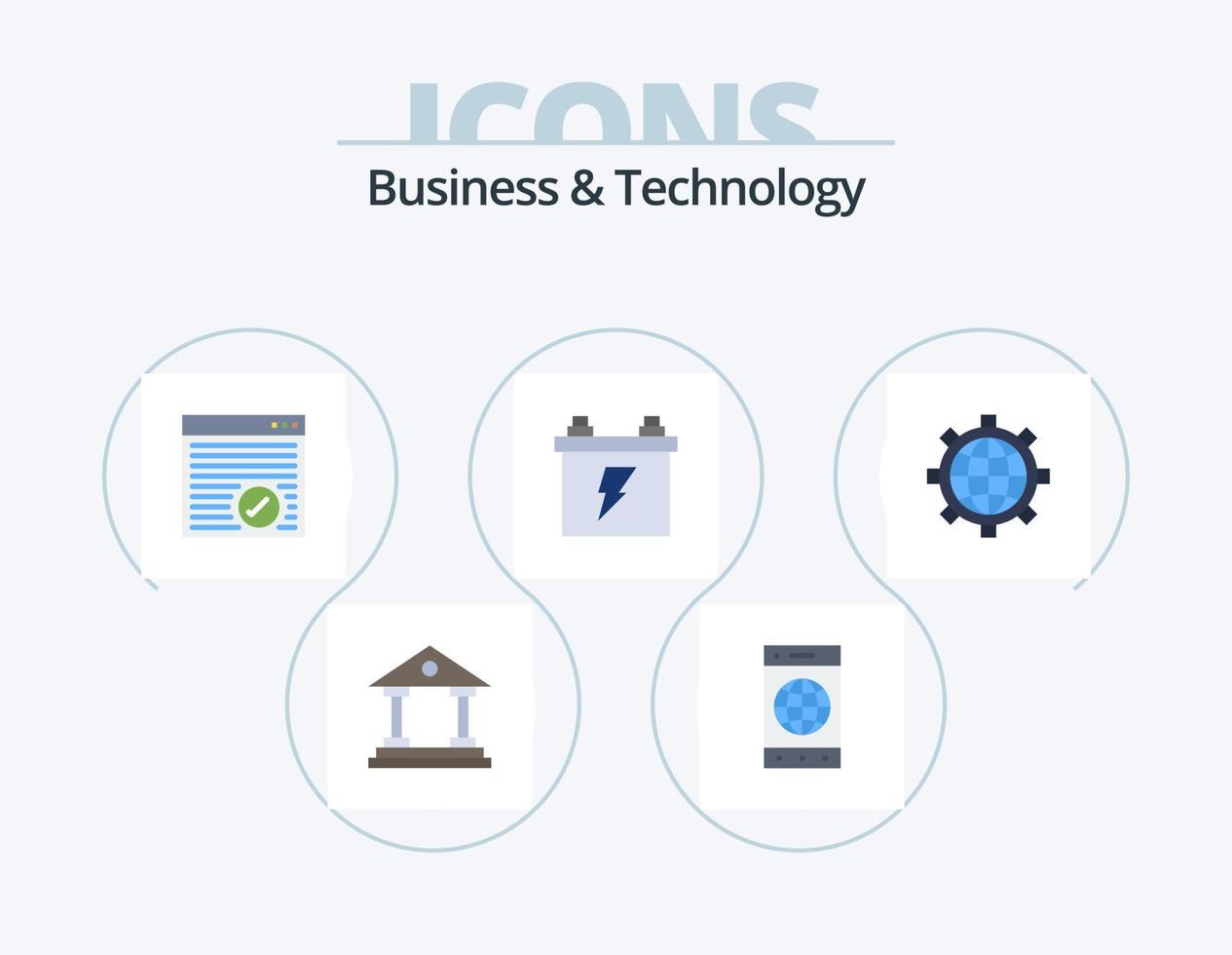 Business and Technology Flat Icon Pack 5 Icon Design. configure. energy. browser. electric. accumulator vector