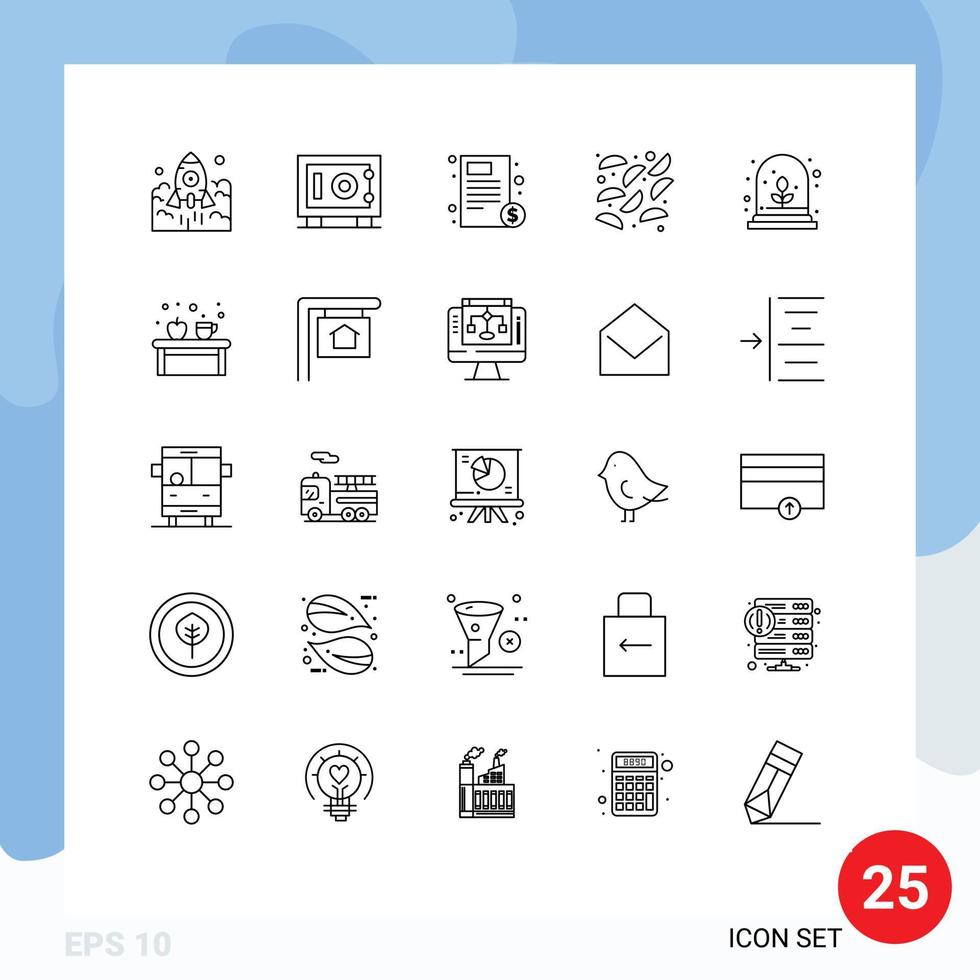 Mobile Interface Line Set of 25 Pictograms of experimental growth fried safe food hospital Editable Vector Design Elements