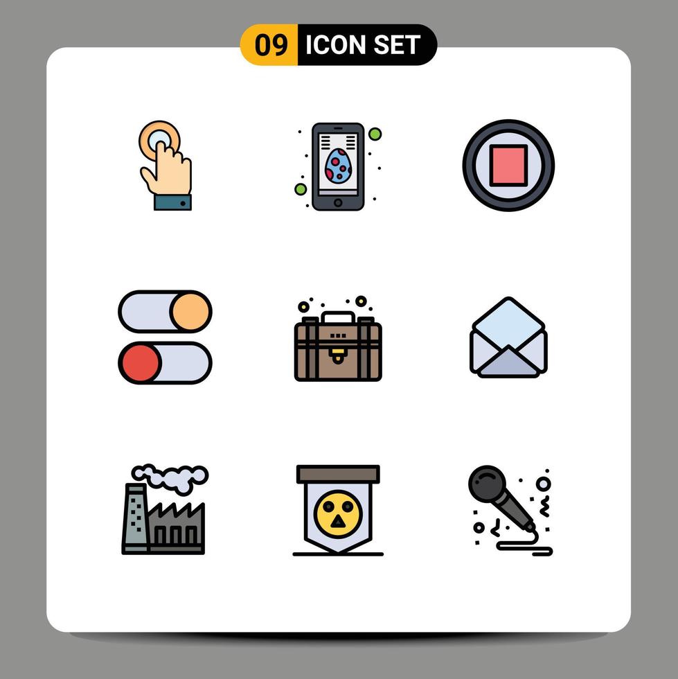 9 Filledline Flat Color concept for Websites Mobile and Apps equity settings media radio layout Editable Vector Design Elements