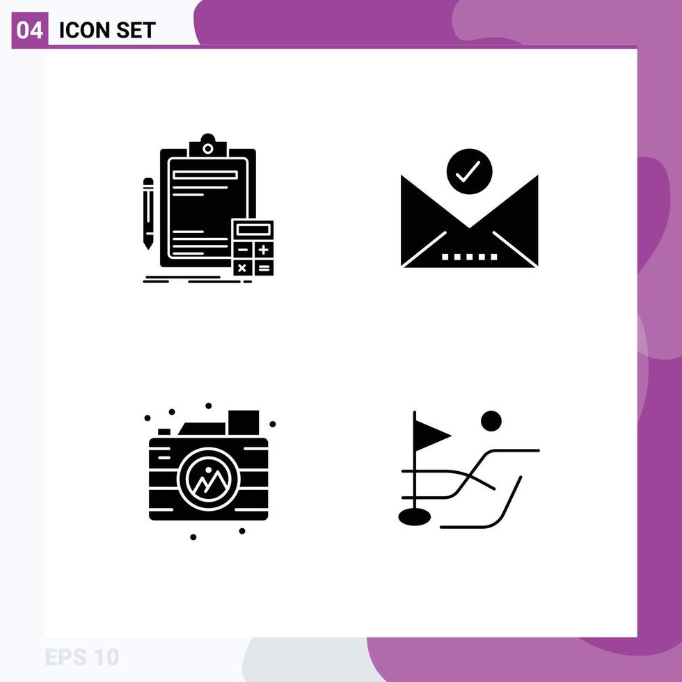 Solid Glyph concept for Websites Mobile and Apps accounting creative finance email camera Editable Vector Design Elements