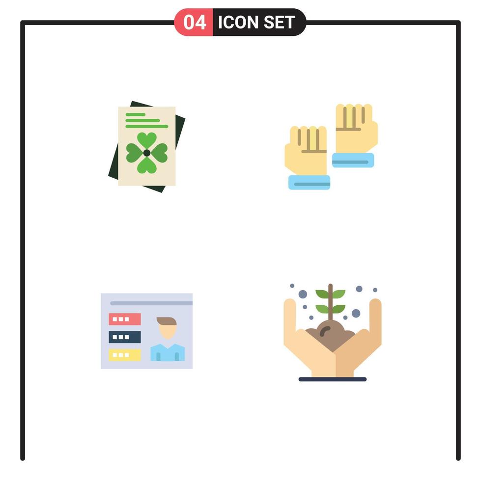 Editable Vector Line Pack of 4 Simple Flat Icons of passport user glove sport growth Editable Vector Design Elements