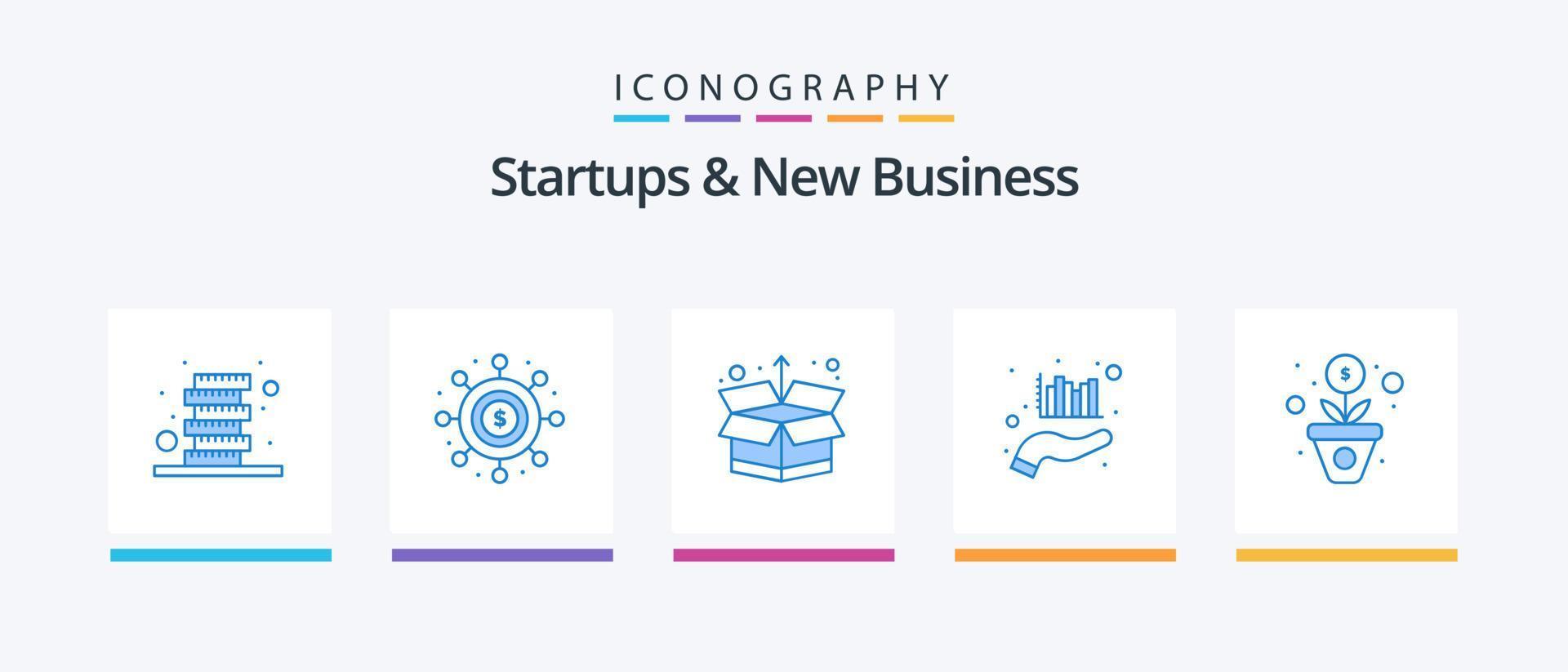 paquete de iconos de nuevas empresas y nuevos negocios azul 5 que incluye crecimiento. marketing. caja. mano. gráfico. diseño de iconos creativos vector