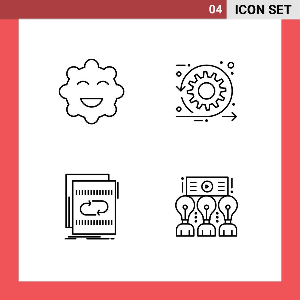 Set of 4 Modern UI Icons Symbols Signs for cookie file agile sprint mix Editable Vector Design Elements