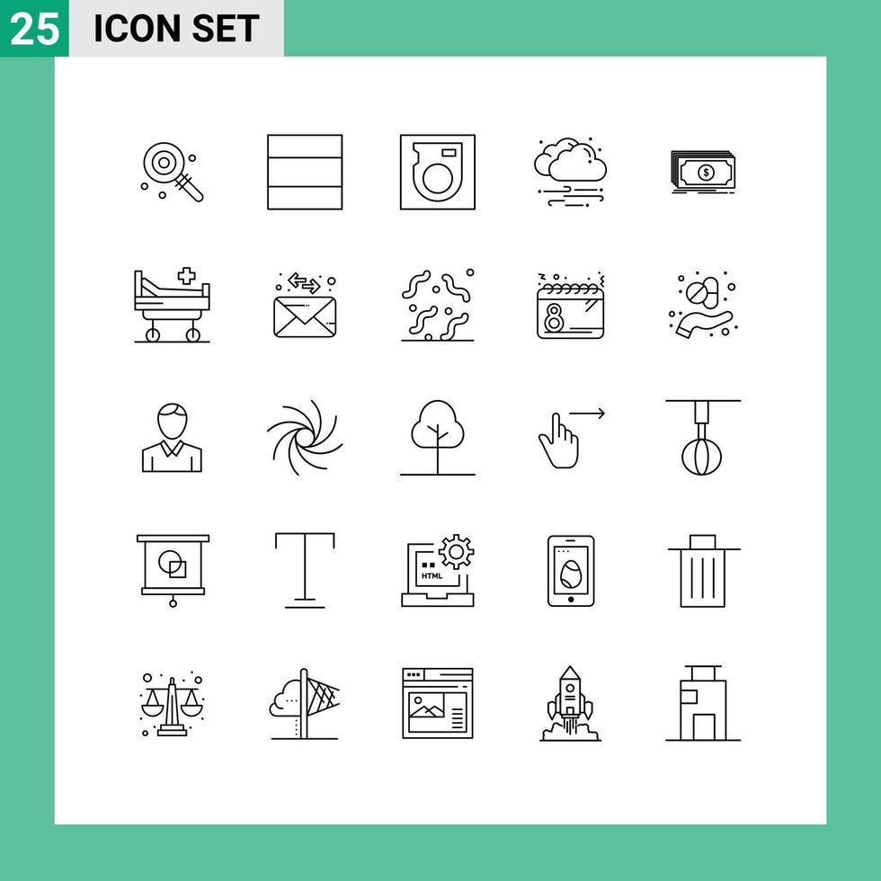 25 Creative Icons Modern Signs and Symbols of bed transfer hard fund cloud Editable Vector Design Elements