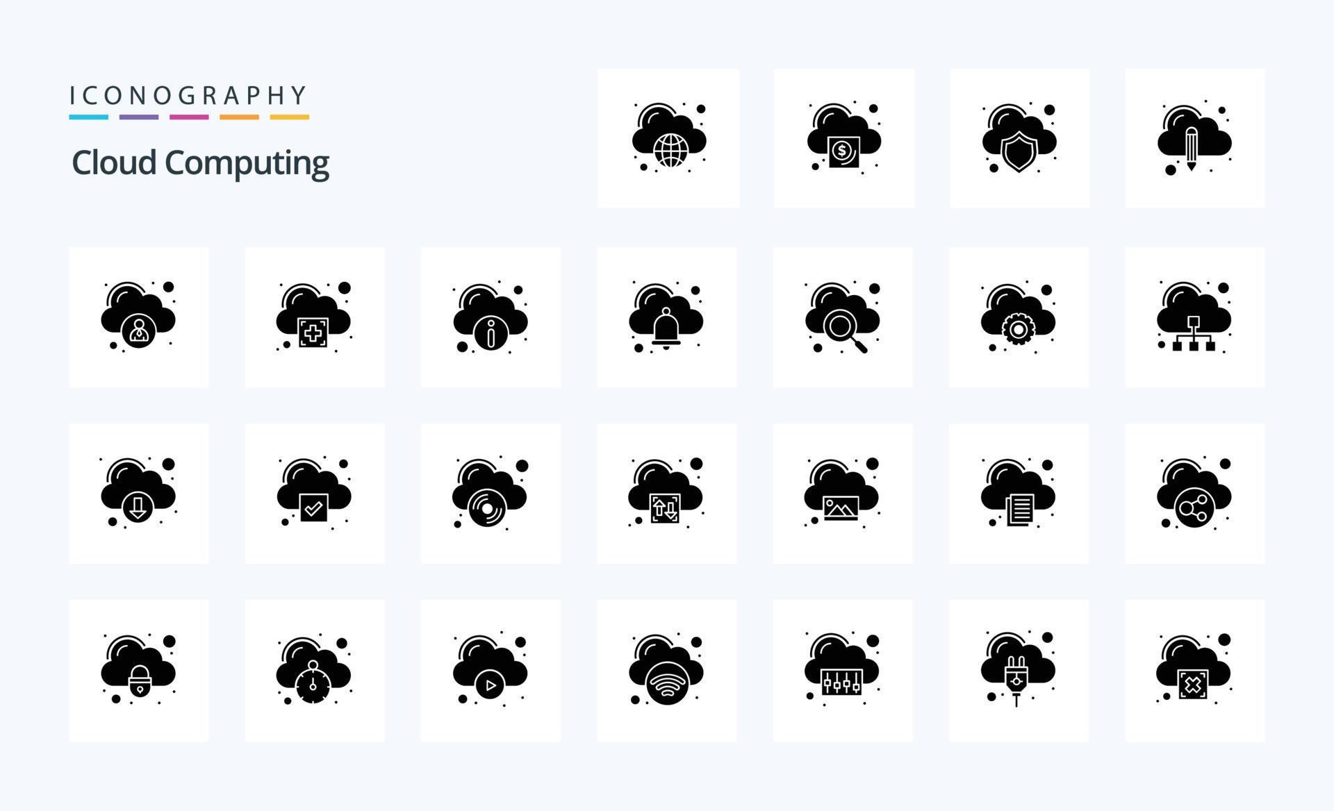 25 Cloud Computing Solid Glyph icon pack 18283561 Vector Art at Vecteezy