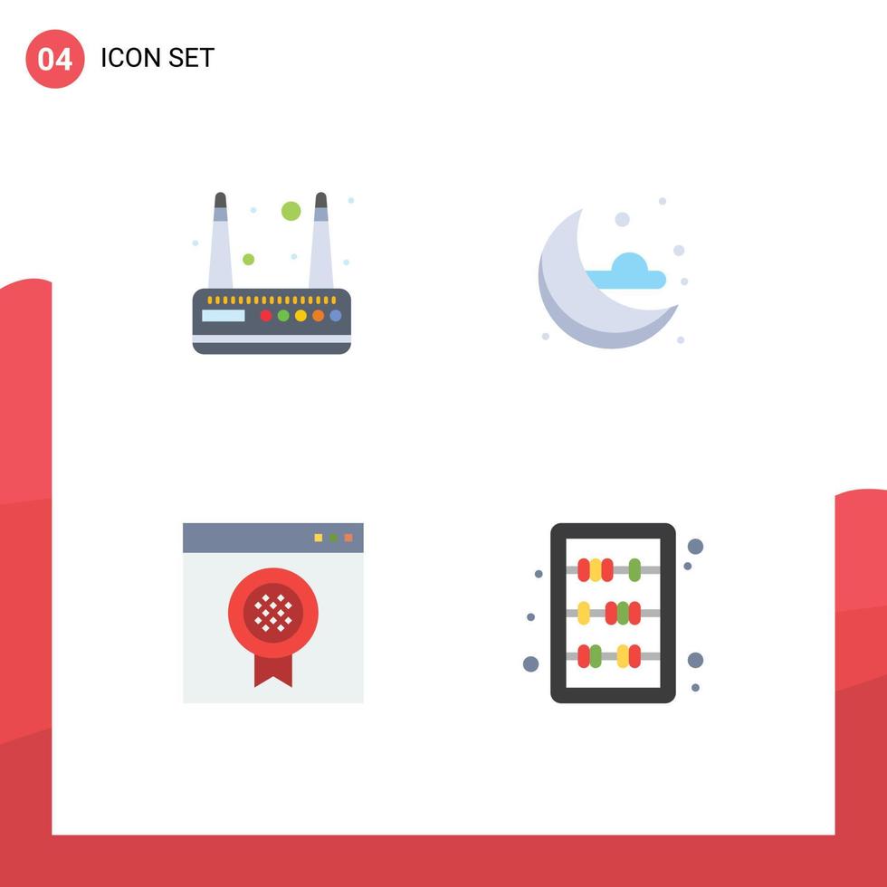 Modern Set of 4 Flat Icons Pictograph of modem online moon award education Editable Vector Design Elements