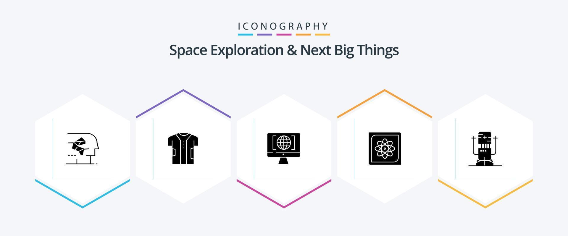 Space Exploration And Next Big Things 25 Glyph icon pack including data. computer. electronic. computation. world vector