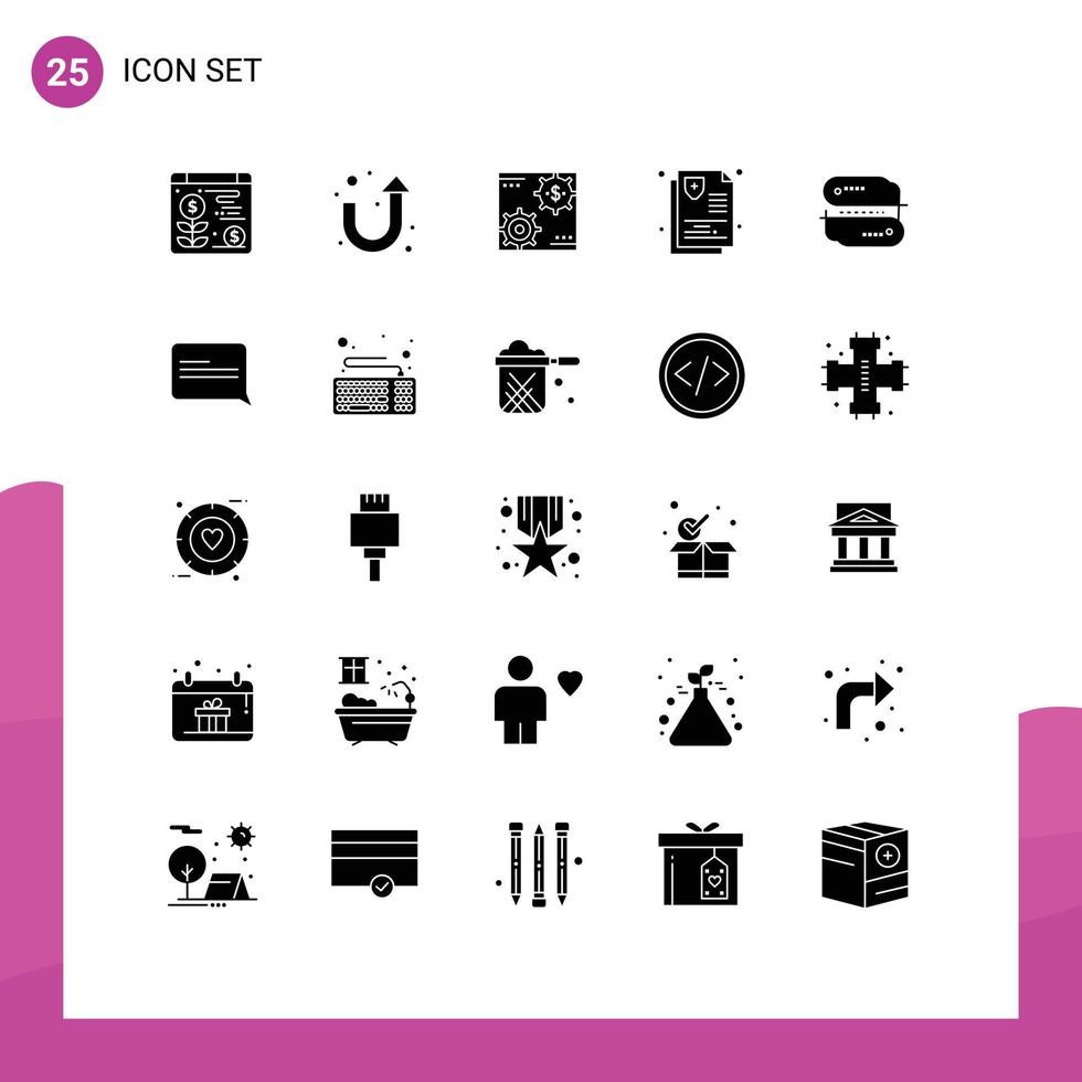 25 Universal Solid Glyph Signs Symbols of blockchain technology insurance earnings health profit Editable Vector Design Elements