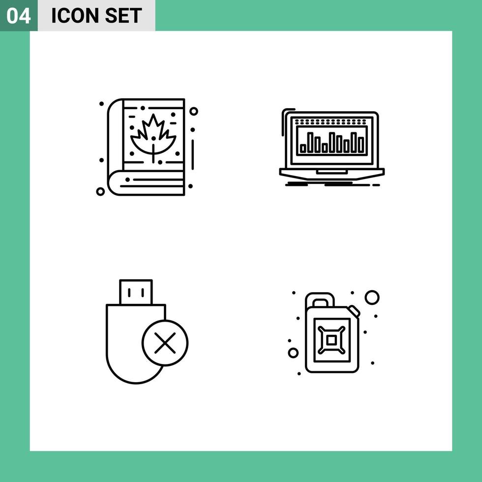 4 User Interface Line Pack of modern Signs and Symbols of autumn computers bible index hardware Editable Vector Design Elements