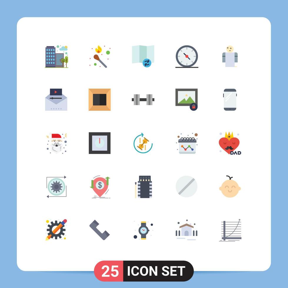 Universal Icon Symbols Group of 25 Modern Flat Colors of open arms map office compass Editable Vector Design Elements