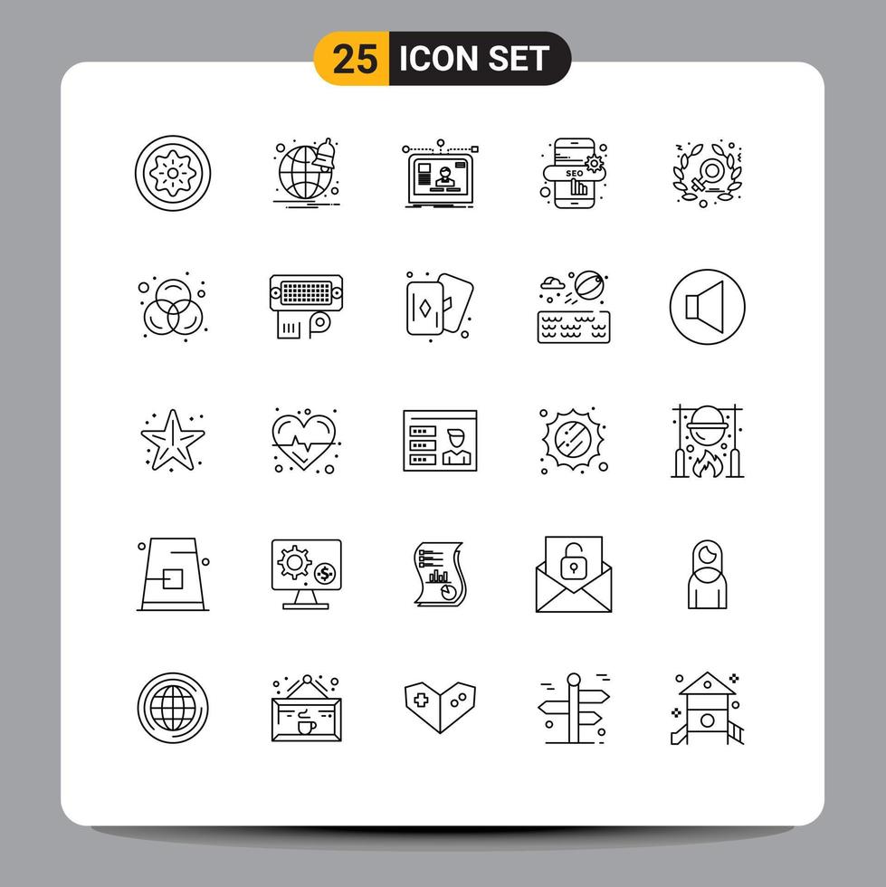 Pictogram Set of 25 Simple Lines of women feminism interface seo online design Editable Vector Design Elements