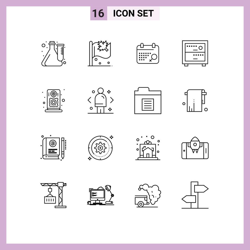 Pack of 16 creative Outlines of speaker audio sign work deck Editable Vector Design Elements