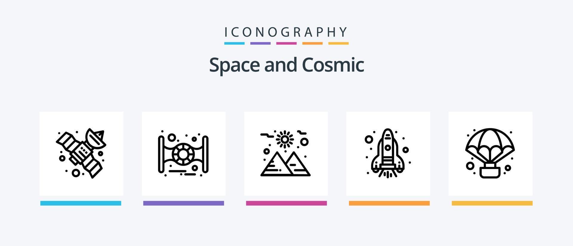 Space Line 5 Icon Pack Including . asteroid. data transfer. asteroids. galaxy. Creative Icons Design vector