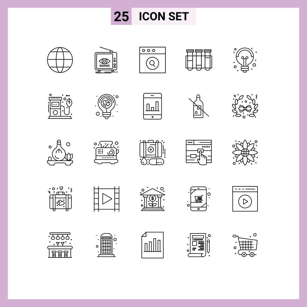 Set of 25 Modern UI Icons Symbols Signs for science blood app laboratory tube Editable Vector Design Elements