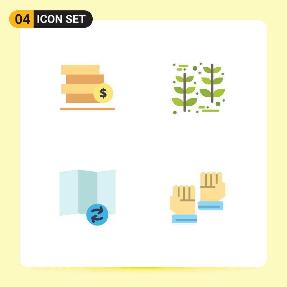 Mobile Interface Flat Icon Set of 4 Pictograms of money sync save thanksgiving glove Editable Vector Design Elements