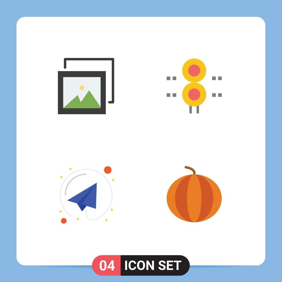 Pack of 4 creative Flat Icons of album paper plane sign train berry Editable Vector Design Elements