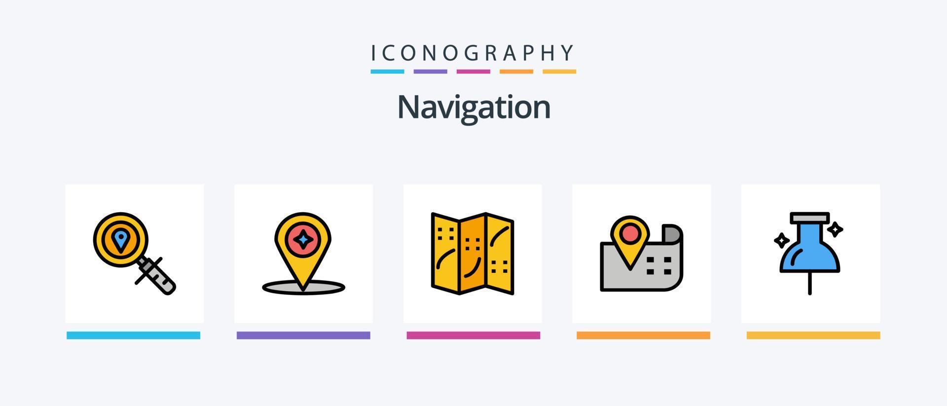 Navigation Line Filled 5 Icon Pack Including . globe. arrow. direction. signal. Creative Icons Design vector