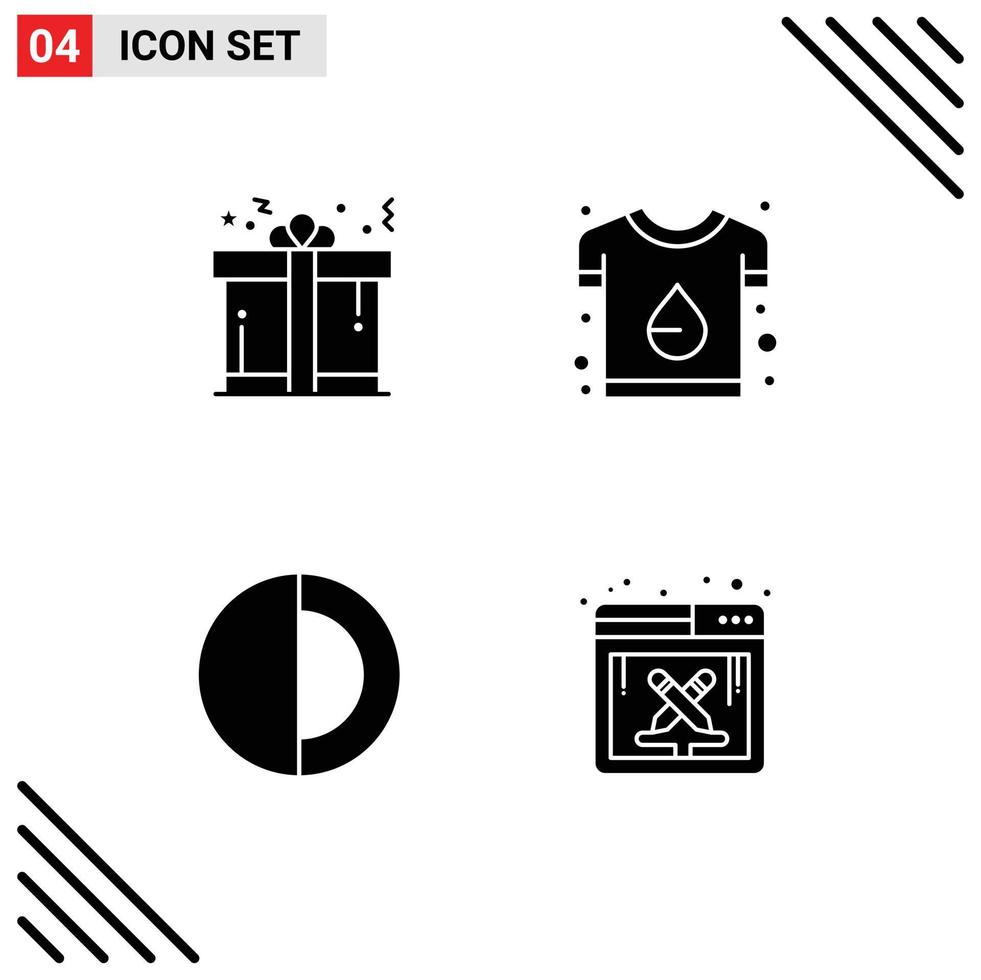 4 Solid Glyph concept for Websites Mobile and Apps present shirt shopping design space Editable Vector Design Elements