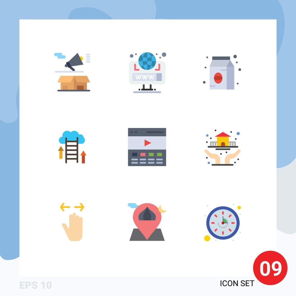 Pack of 9 creative Flat Colors of server upload web download pack Editable Vector Design Elements