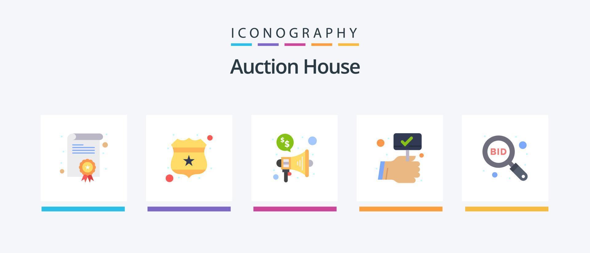 Auction Flat 5 Icon Pack Including bid. find. megaphone. explore. compete. Creative Icons Design vector