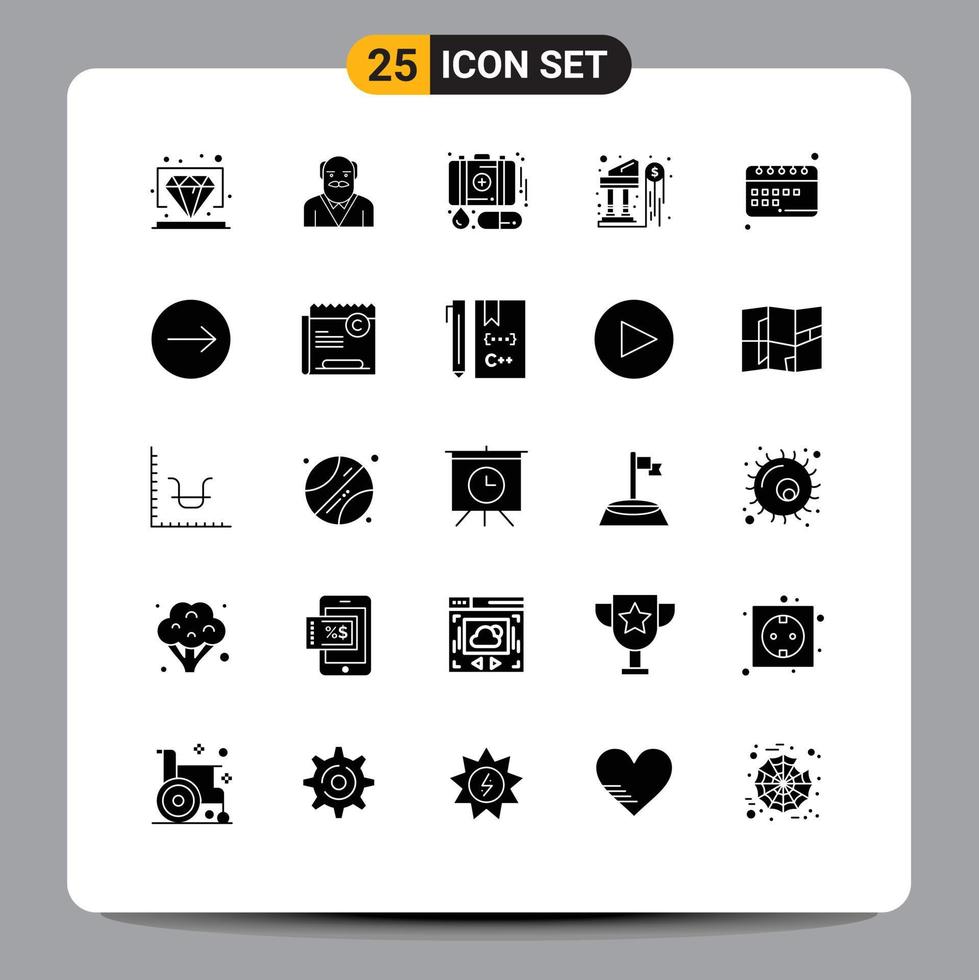 25 Solid Glyph concept for Websites Mobile and Apps learning money case investment bank Editable Vector Design Elements