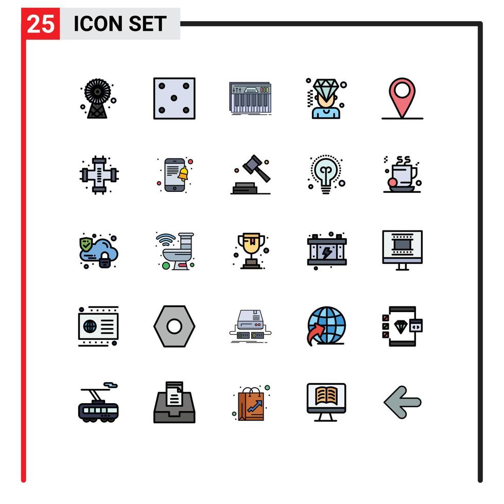 25 Creative Icons Modern Signs and Symbols of gps diamond controller man sound Editable Vector Design Elements