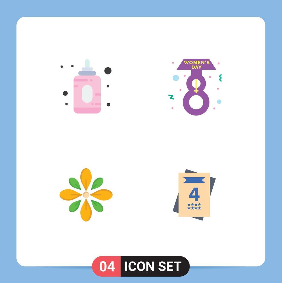 grupo de 4 iconos planos signos y símbolos para baby diwali ocho marzo celebrar holi elementos de diseño vectorial editables vector