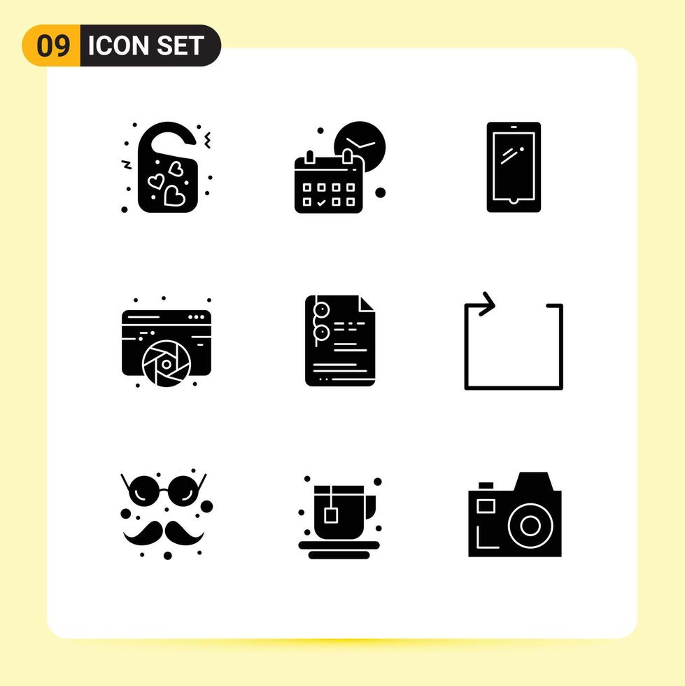 Set of 9 Modern UI Icons Symbols Signs for fine arts design time iphone mobile Editable Vector Design Elements