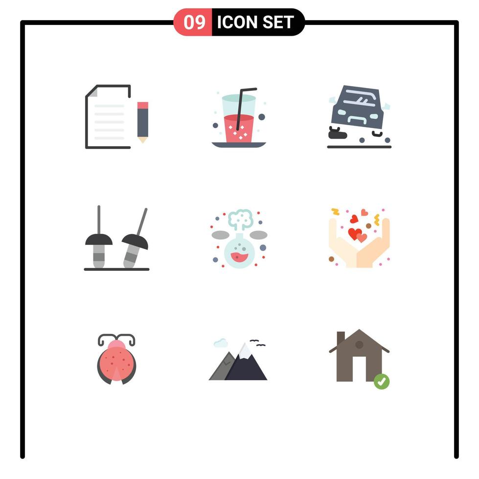 Universal Icon Symbols Group of 9 Modern Flat Colors of experiment sport juice sabre jam Editable Vector Design Elements