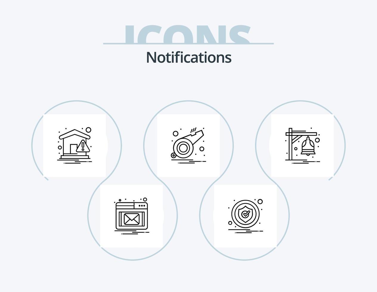 paquete de iconos de línea de notificaciones 5 diseño de iconos. notificar. expediente. libro electronico. alerta. notificación vector