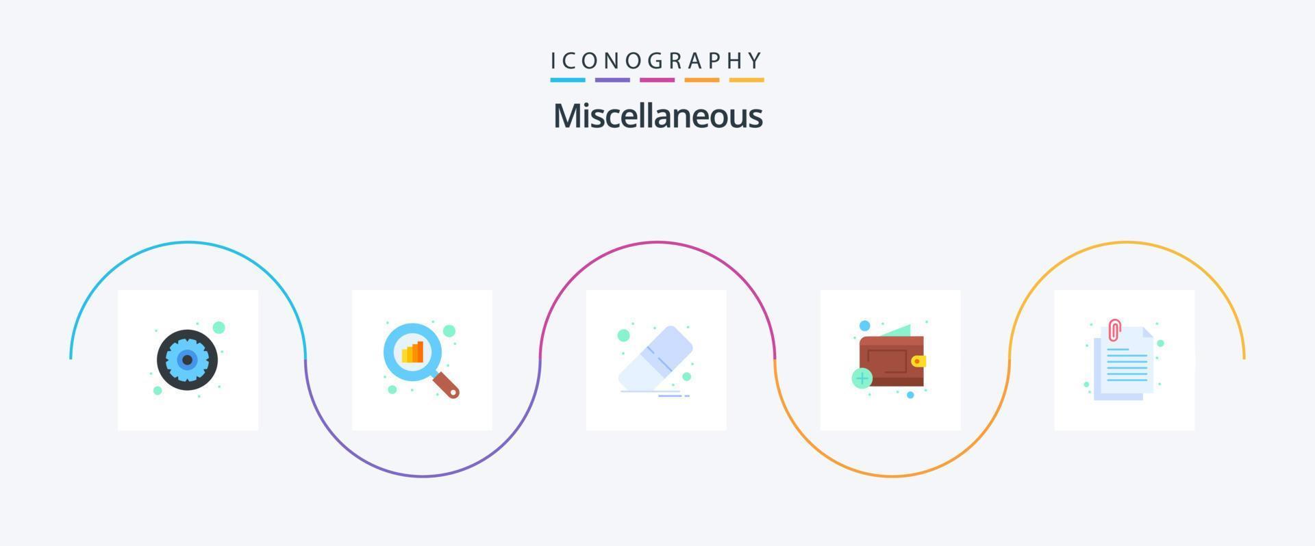 Miscellaneous Flat 5 Icon Pack Including attachment. money. clear. cash. add vector