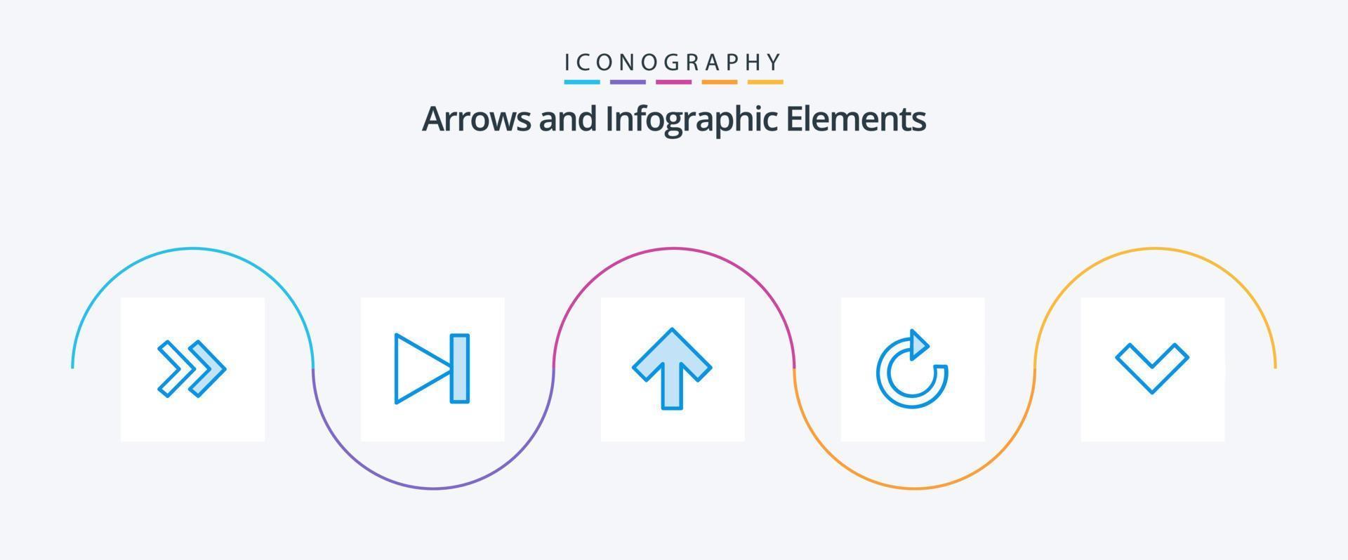 paquete de iconos de flecha azul 5 que incluye . espalda. hasta. abajo. actualizar vector