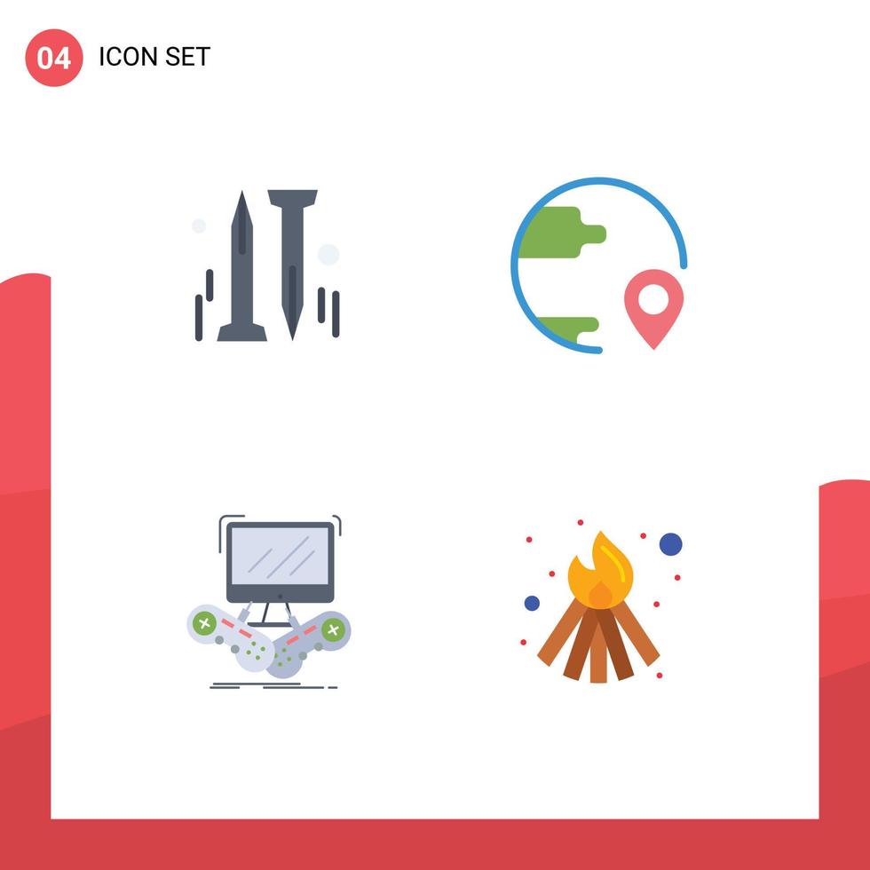 Modern Set of 4 Flat Icons and symbols such as nail gaming delivery location multiplayer Editable Vector Design Elements