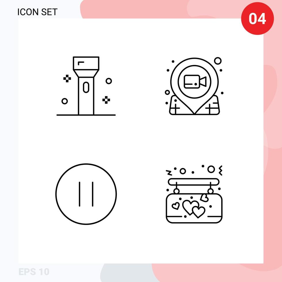 Pack of 4 creative Filledline Flat Colors of devices pushpin products location multimedia Editable Vector Design Elements