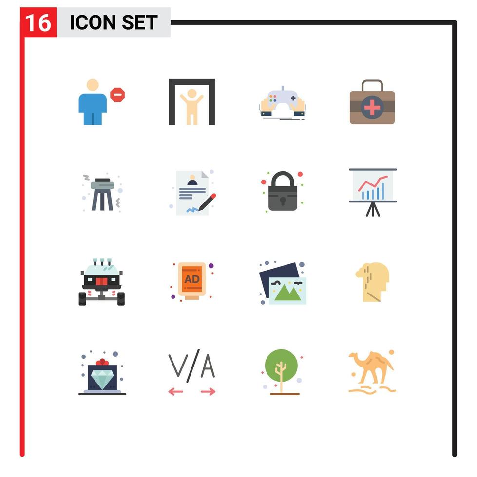 Set of 16 Modern UI Icons Symbols Signs for night ic game medici app Editable Pack of Creative Vector Design Elements