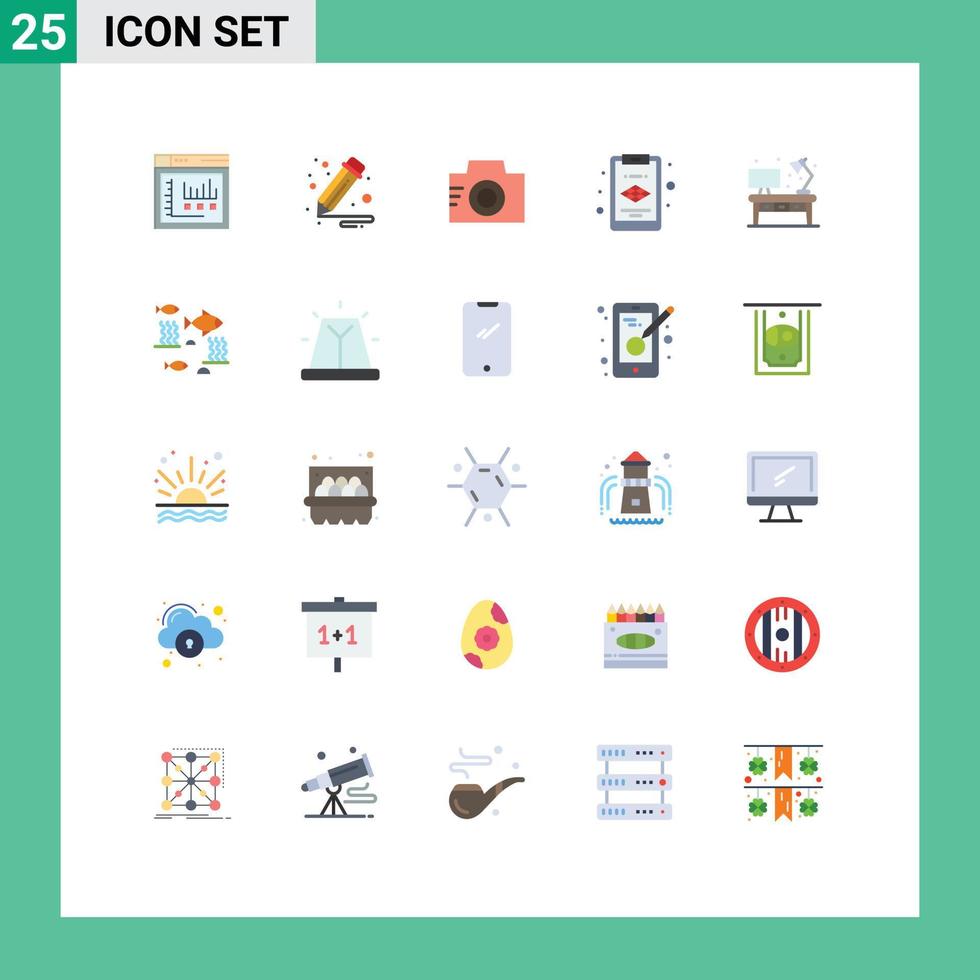 Set of 25 Modern UI Icons Symbols Signs for fish office image living layer Editable Vector Design Elements