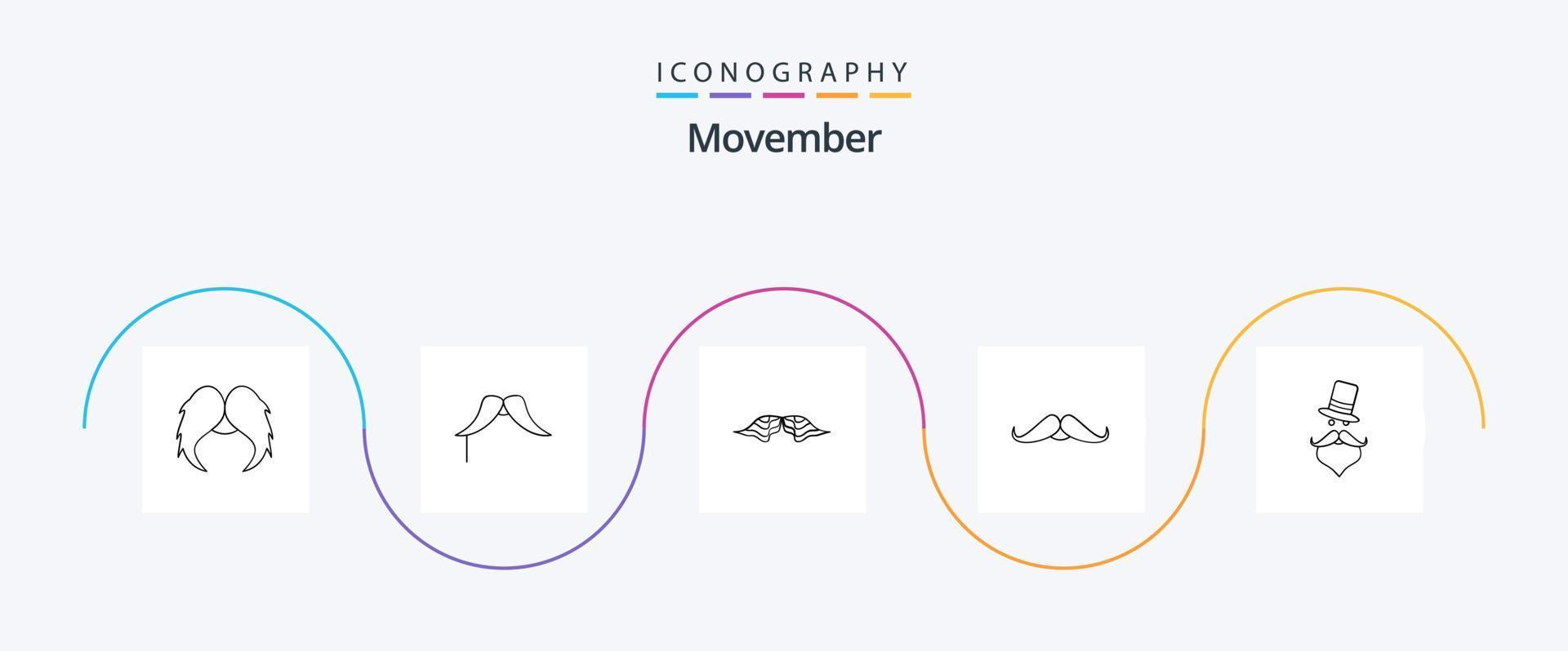 paquete de iconos de la línea 5 de movember que incluye . Papá Noel. vector