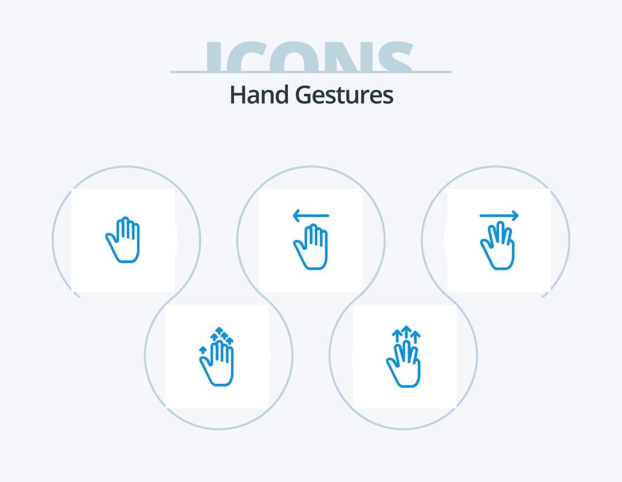 gestos de mano paquete de iconos azul 5 diseño de iconos. mano. gestos lenguaje corporal. flecha. vector