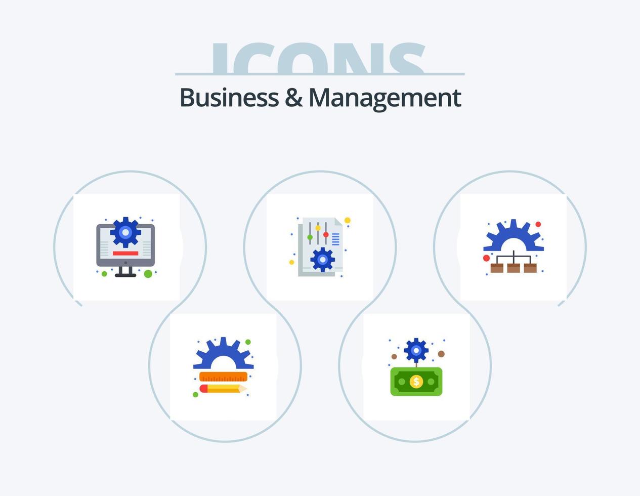 Business And Management Flat Icon Pack 5 Icon Design. management. options. transfer. office. document vector