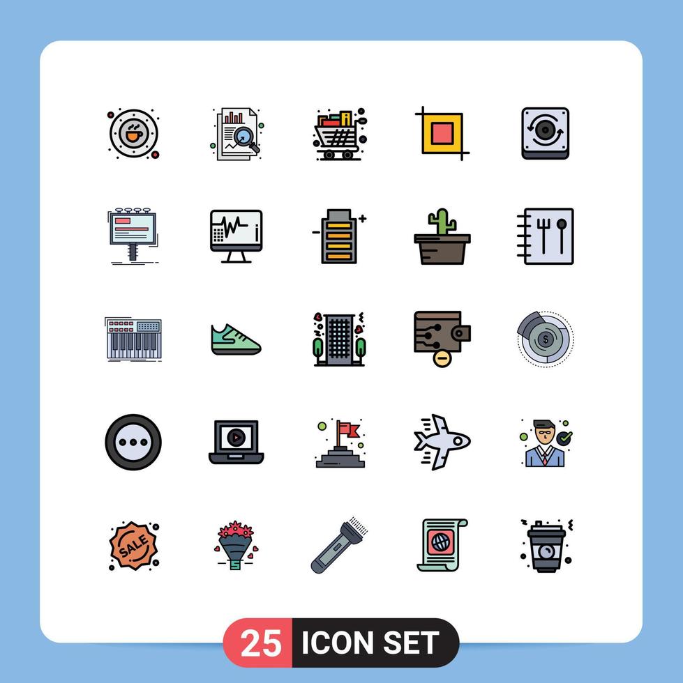 Group of 25 Filled line Flat Colors Signs and Symbols for speaker transform cart tool trolley Editable Vector Design Elements