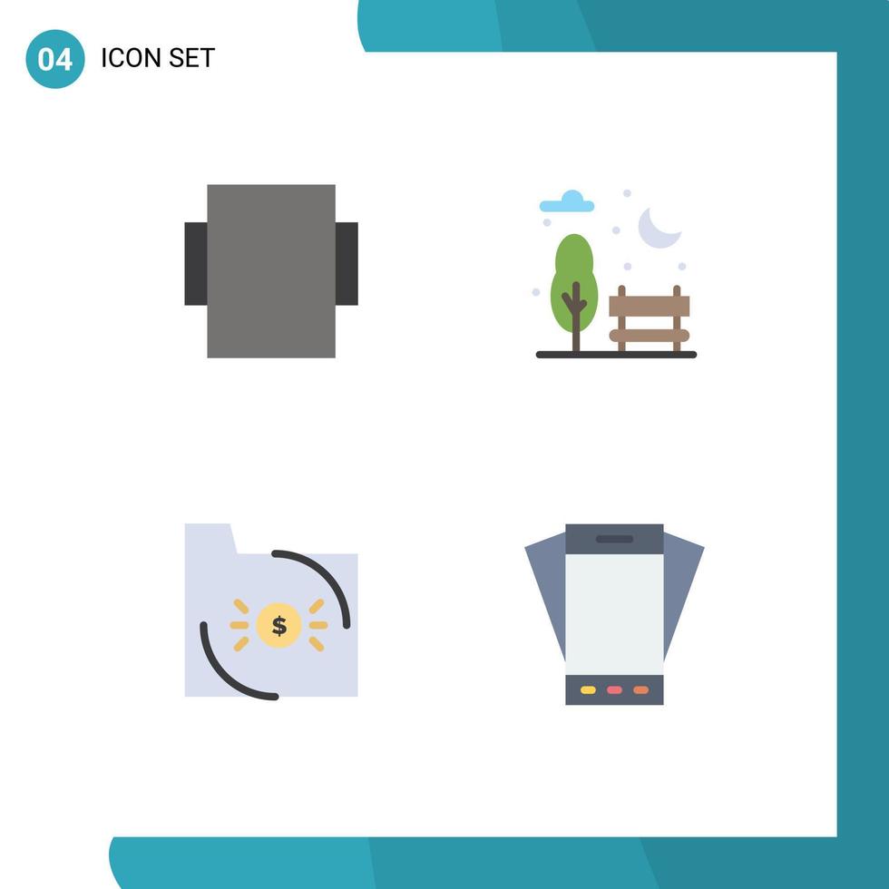 Editable Vector Line Pack of 4 Simple Flat Icons of layout economy city banking mobile Editable Vector Design Elements